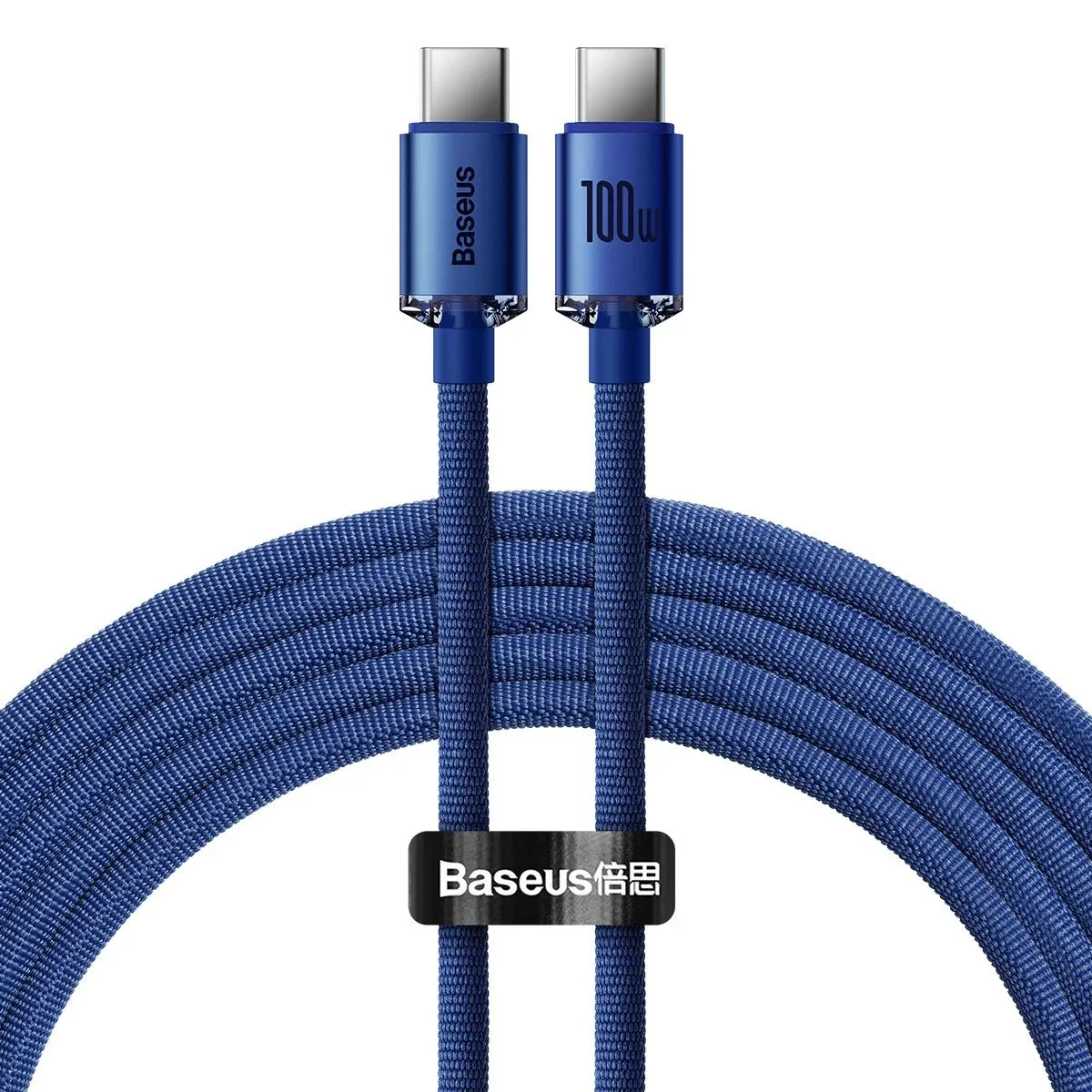 BASEUS CRYSTAL SHINE SERIES FAST CHARGING DATA CABLE TYPE C TO TYPE C 100W 2M BLUE CAJY000703