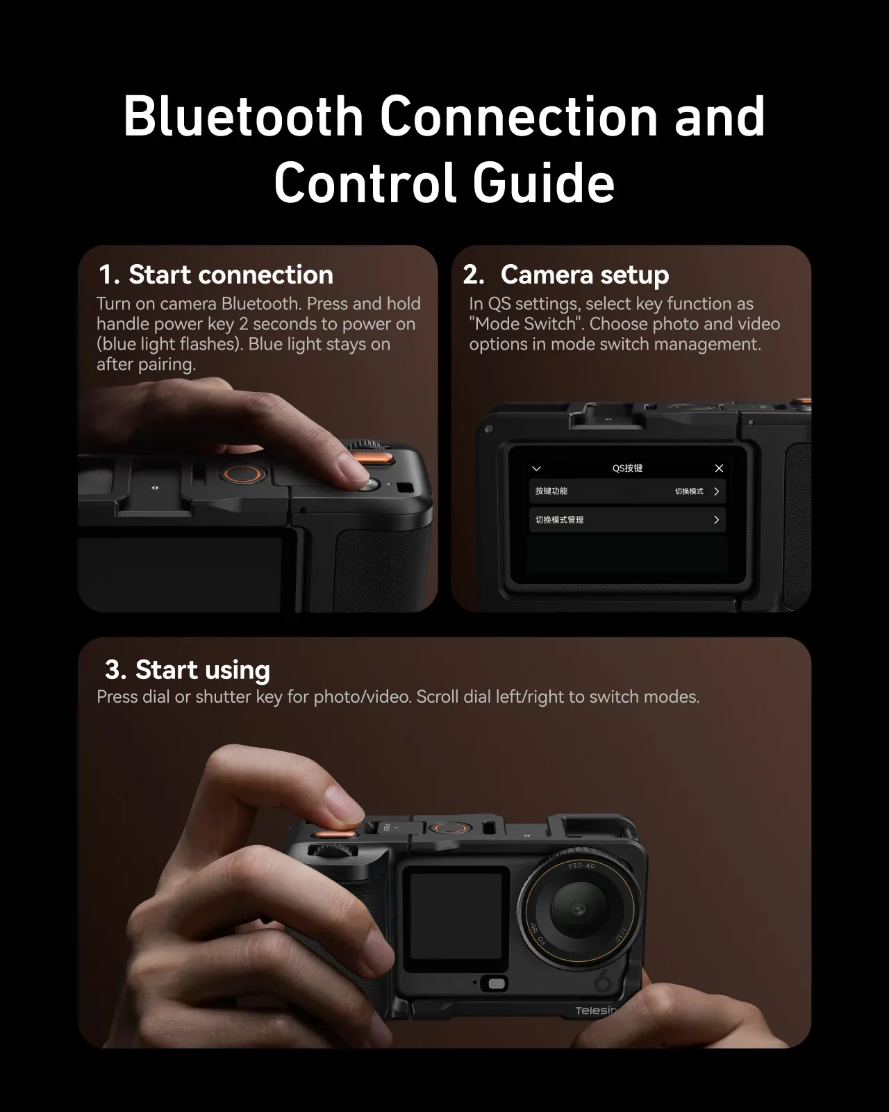 TELESIN REMOTE STREET PHOTOGRAPHY KIT FOR ACTION 6 S6-FMS-47-TDJ thumbnail 9