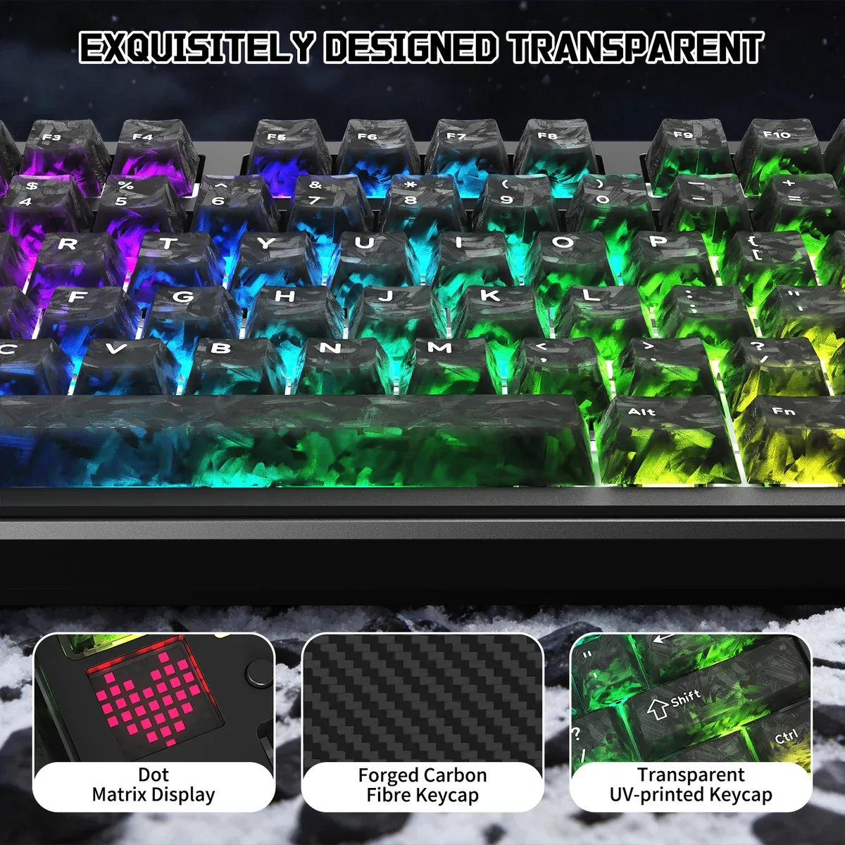 ATTACK SHARK X87 ULTRA RGB HOT SWAPPABLE SHAFTS MEGALODON SWITCH INK SHADOW