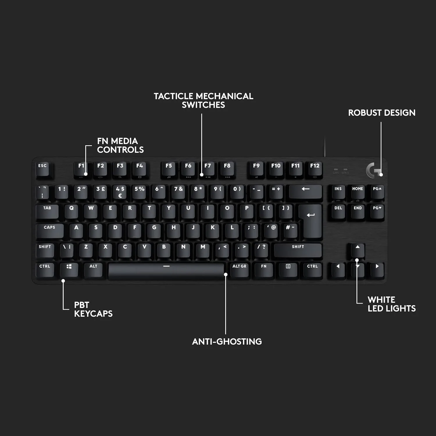LOGITECH G413 TKL SE MECHANICAL GAMING KEYBOARD BLACK ARABIC 920-010809