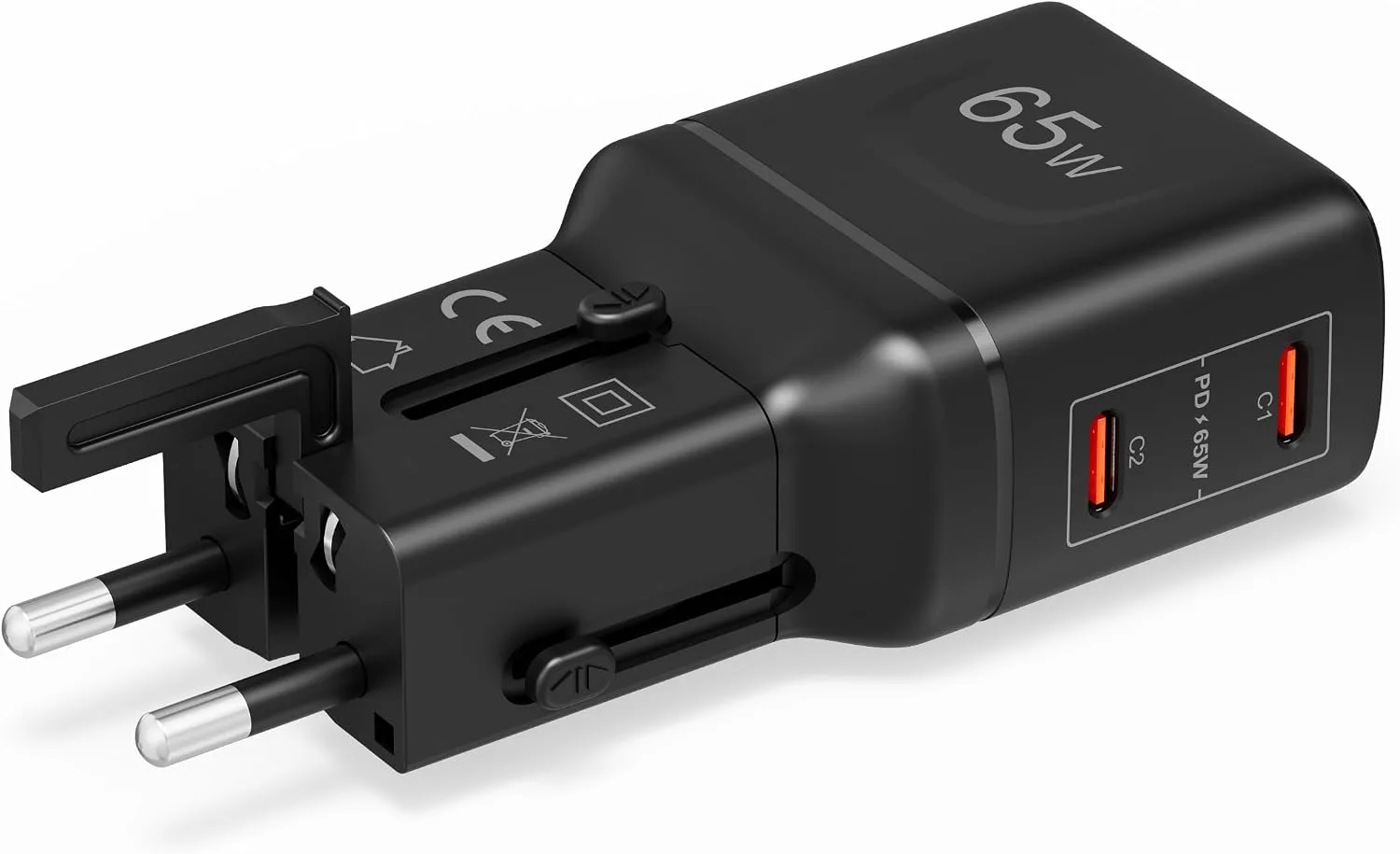 BLUPEBBLE TRAVELCORE 65W UNIVERSAL TRAVEL ADAPTER BLACK BP-TVL012-BK thumbnail 3