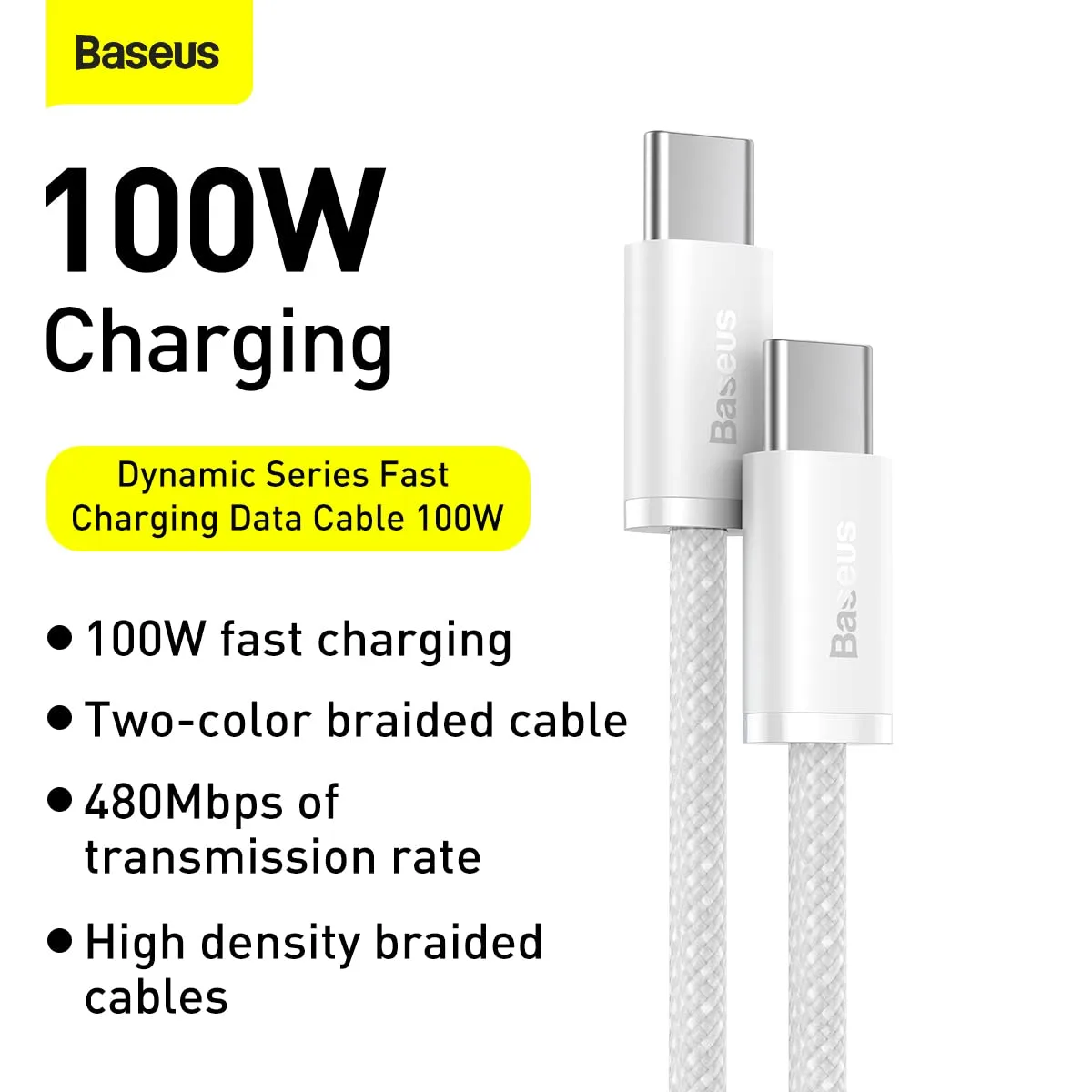 BASEUS DYNAMIC 4 PRO MAGNETIC FAST CHARGING CABLE USB C TO USB C 100W 1M WHITE P10385200211 thumbnail 7