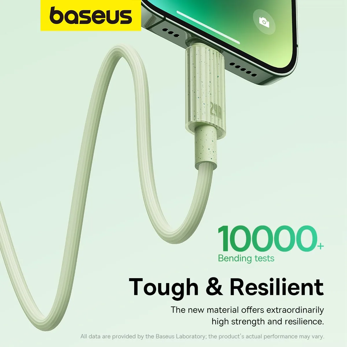 BASEUS HABITAT SERIES FAST CHARGING CABLE USB TO IP 2.4A 1M GREEN P10360200631 thumbnail 5