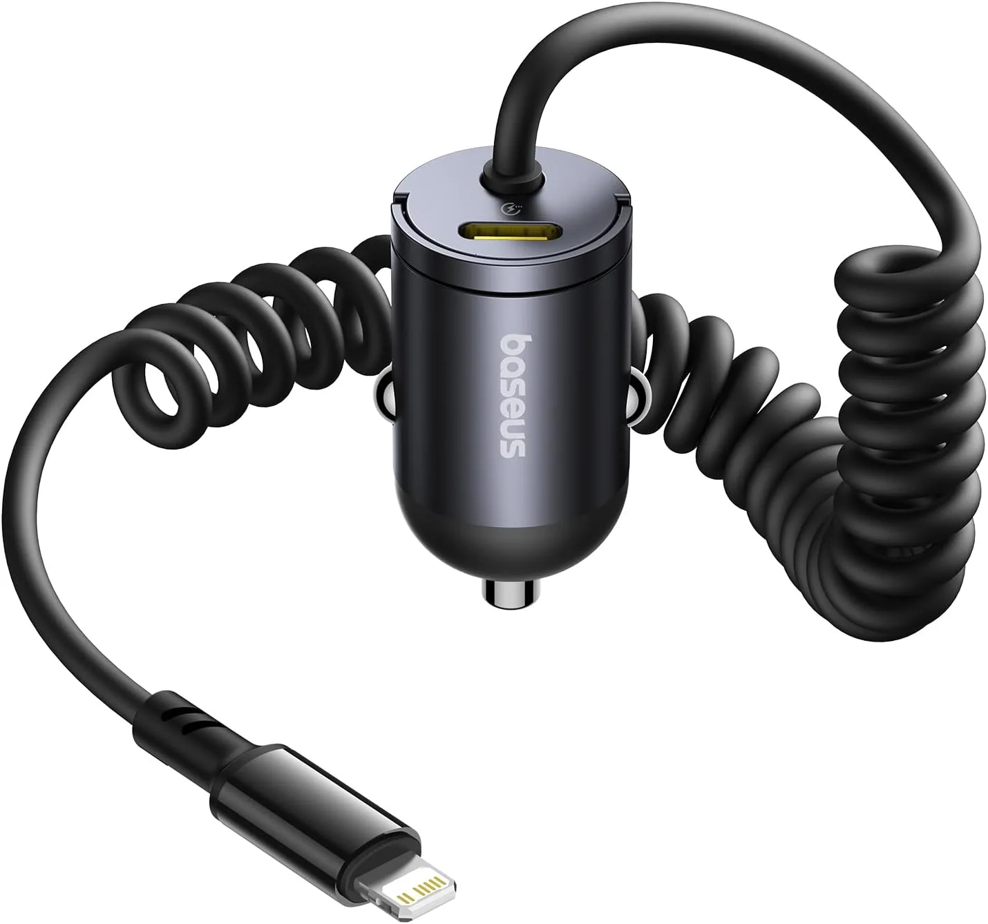 BASEUS TINY STAR MINI CAR CHARGER C+C CABLE INCLUDED 30W BLACK C00035001121 thumbnail 3