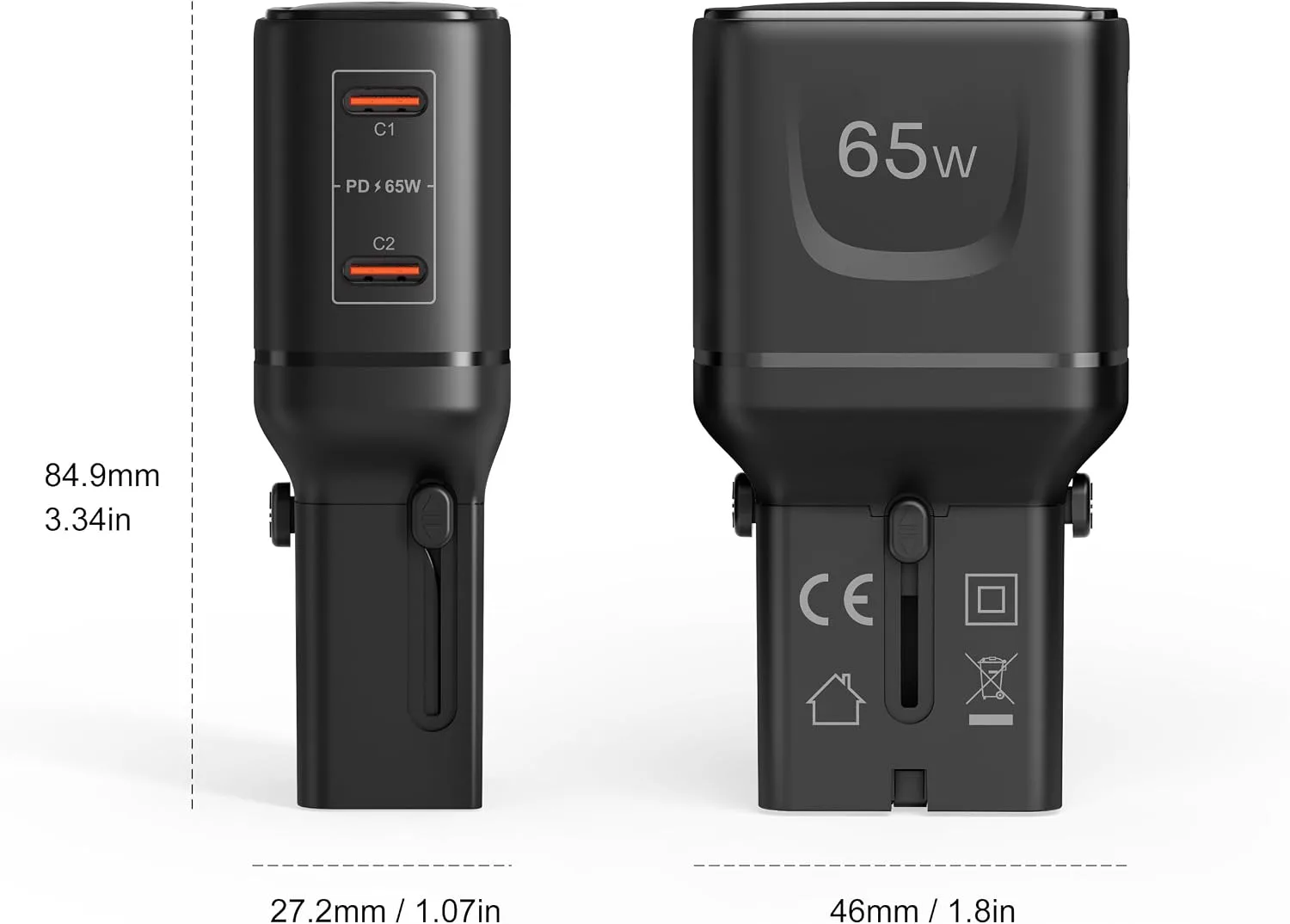 BLUPEBBLE TRAVELCORE 65W UNIVERSAL TRAVEL ADAPTER BLACK BP-TVL012-BK thumbnail 5