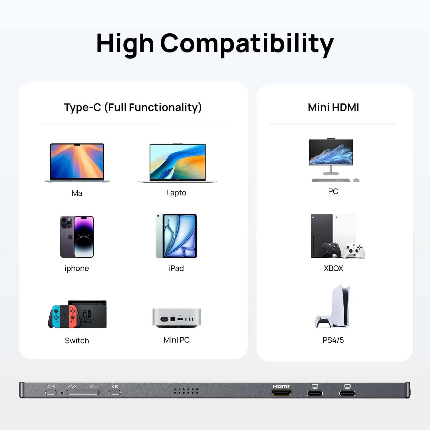 ARZOPA 15.6 INCH FHD PORTABLE MONITOR GRAY A1 PRO thumbnail 4