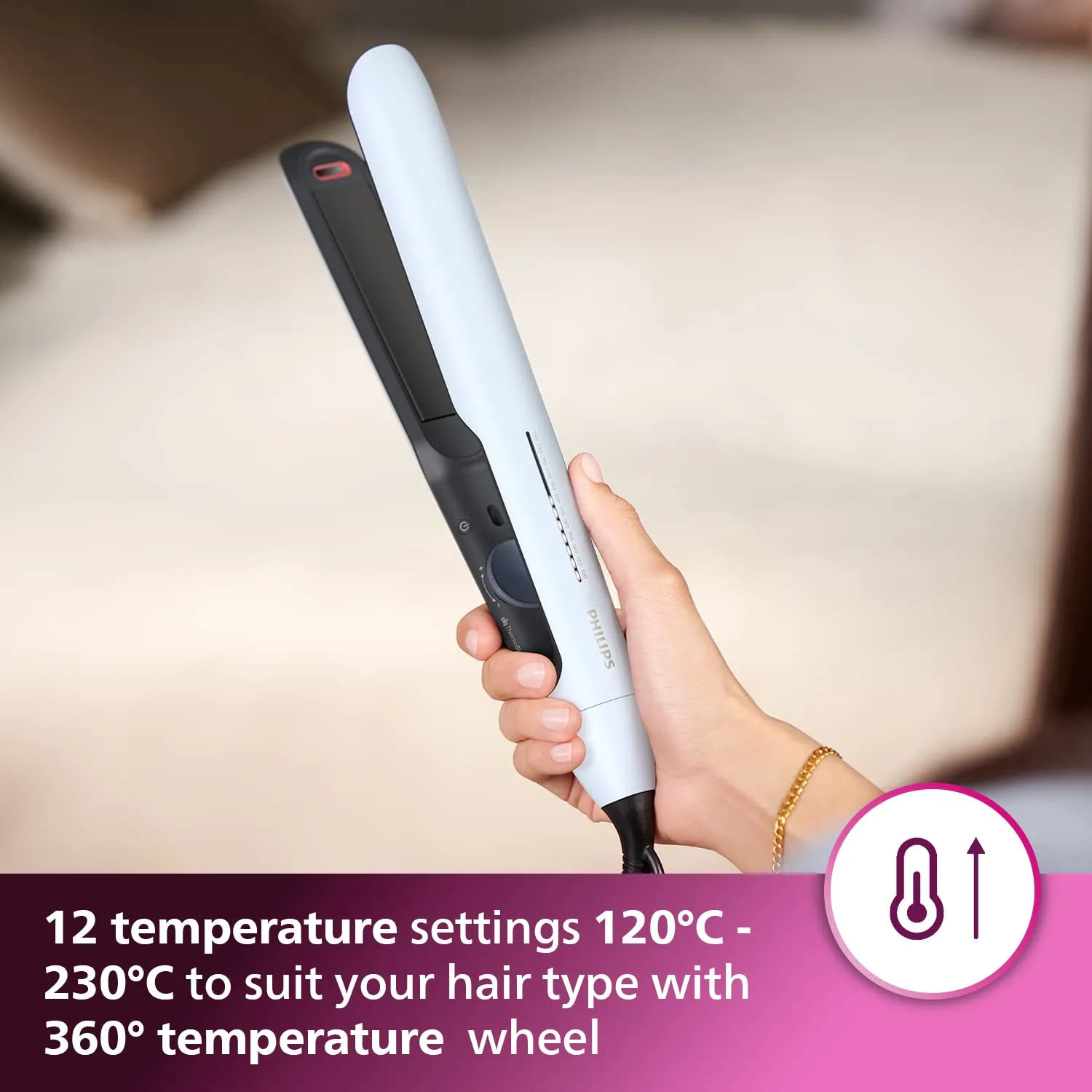 PHILIPS 5000 SERIES HAIR STRAIGHTENER WITH THERMOSHIELD TECHNOLOGY SKY BLUE BHS520 thumbnail 5