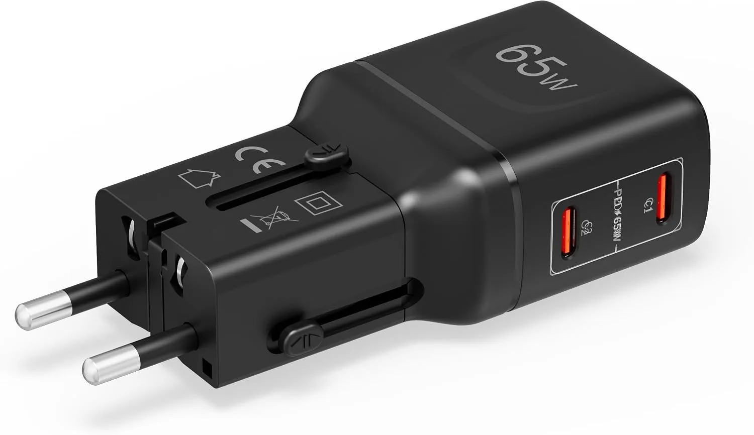 BLUPEBBLE TRAVELCORE 65W UNIVERSAL TRAVEL ADAPTER BLACK BP-TVL012-BK thumbnail 2