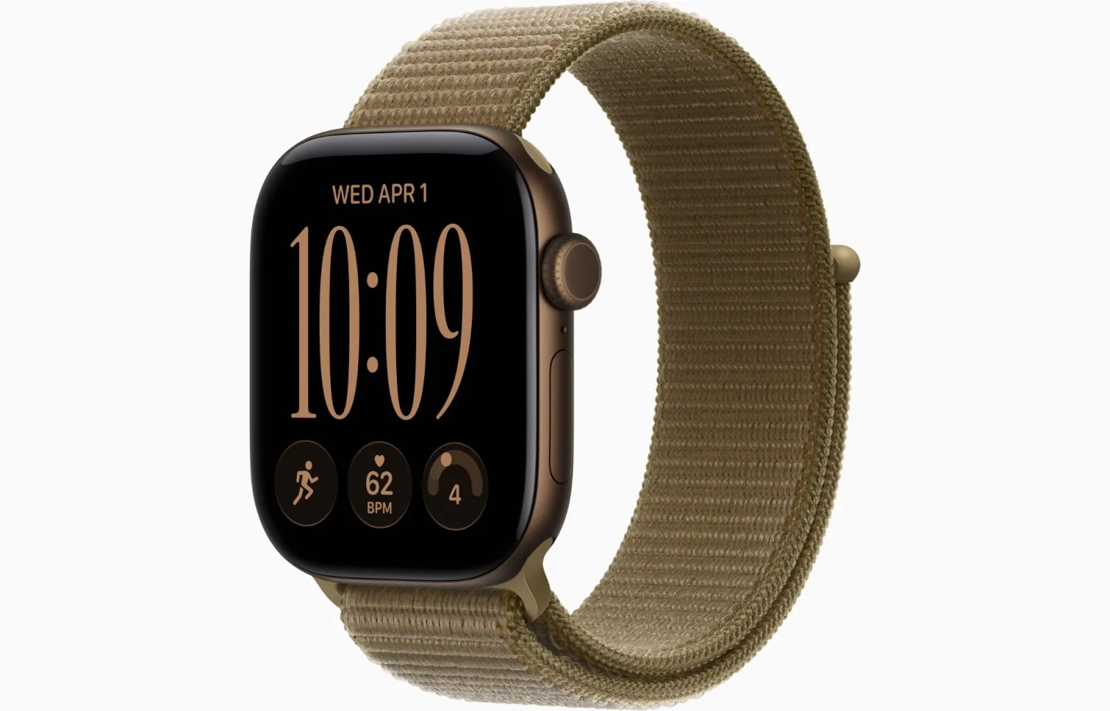 APPLE WATCH SERIES 12 42MM GPS DARK BRONZE ALUMINUM CASE WITH OLIVE SPORT BAND M-L MJEG4AFA
