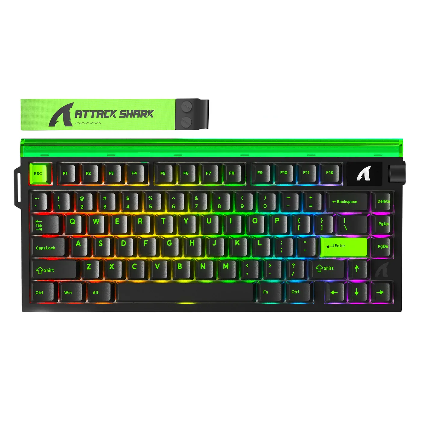 ATTACK SHARK HE RGB WIRED MECHANICAL KEYBOARD PURPLE MANDREL SWITCH ARABIC NEON GREEN R85