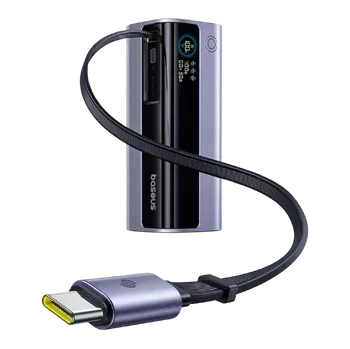 BASEUS ENERGEEK GR11 POWER BANK WITH RETRACTABLE CABLE 10000MAH 100W SPACE GRAY E0027A01