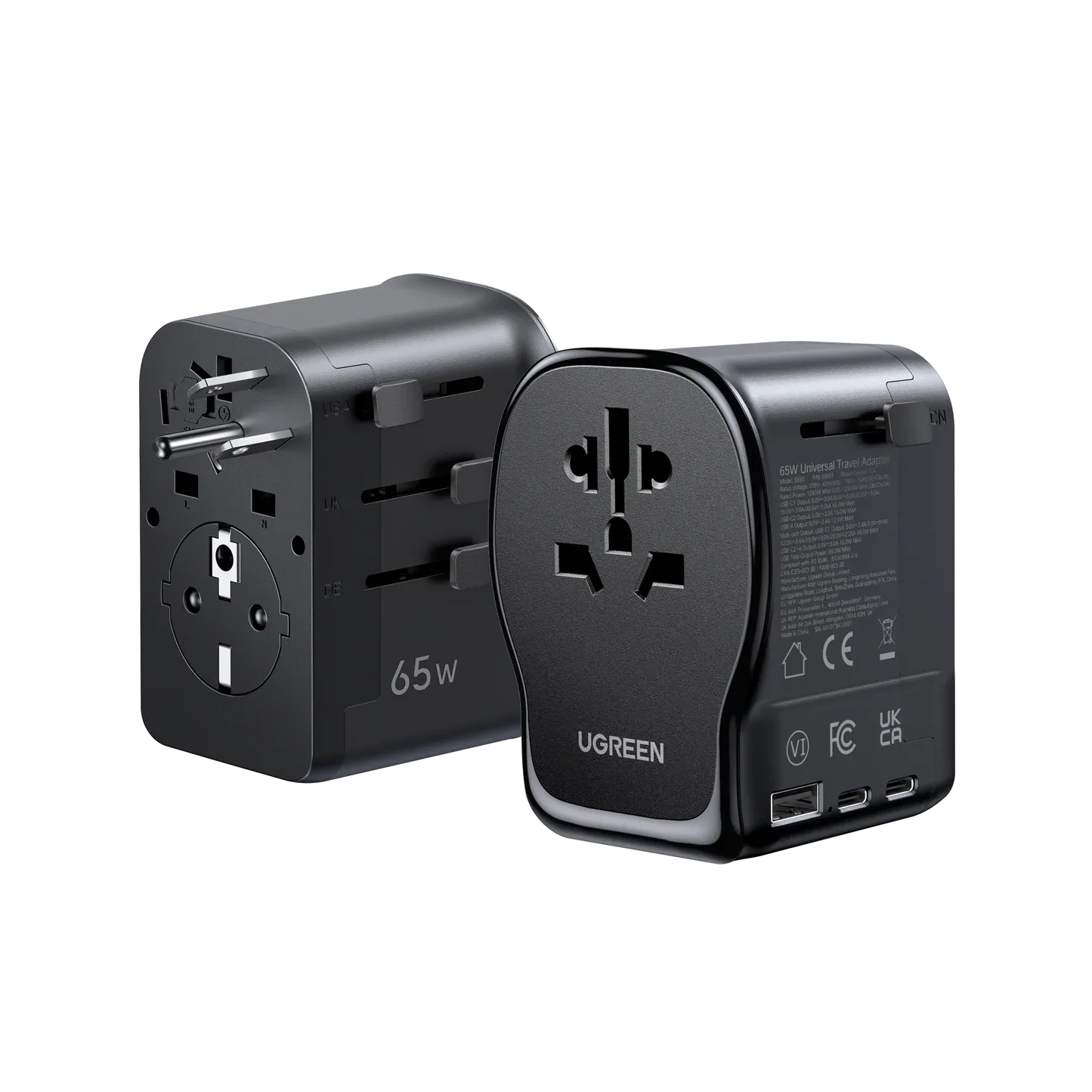 UGREEN UNIVERSAL TRAVEL ADAPTER 65W GRAY S550
