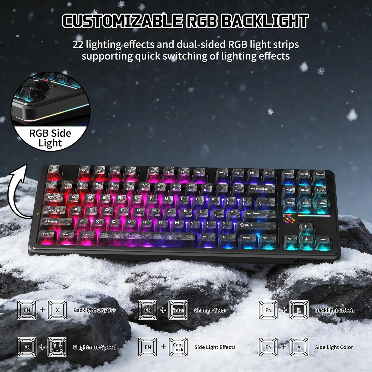 ATTACK SHARK X87 ULTRA RGB HOT SWAPPABLE SHAFTS MEGALODON SWITCH INK SHADOW