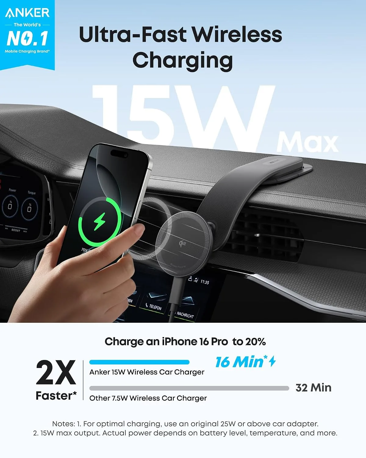 ANKER NANO 360 ADJUSTABLE MAGNETIC CAR MOUNT A9110H11 thumbnail 3