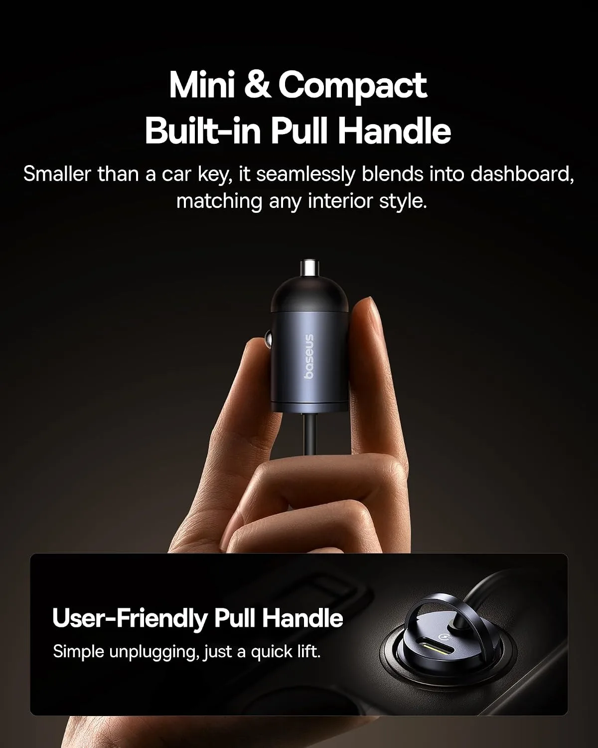 BASEUS TINY STAR MINI CAR CHARGER C+C CABLE INCLUDED 30W BLACK C00035001121 thumbnail 8