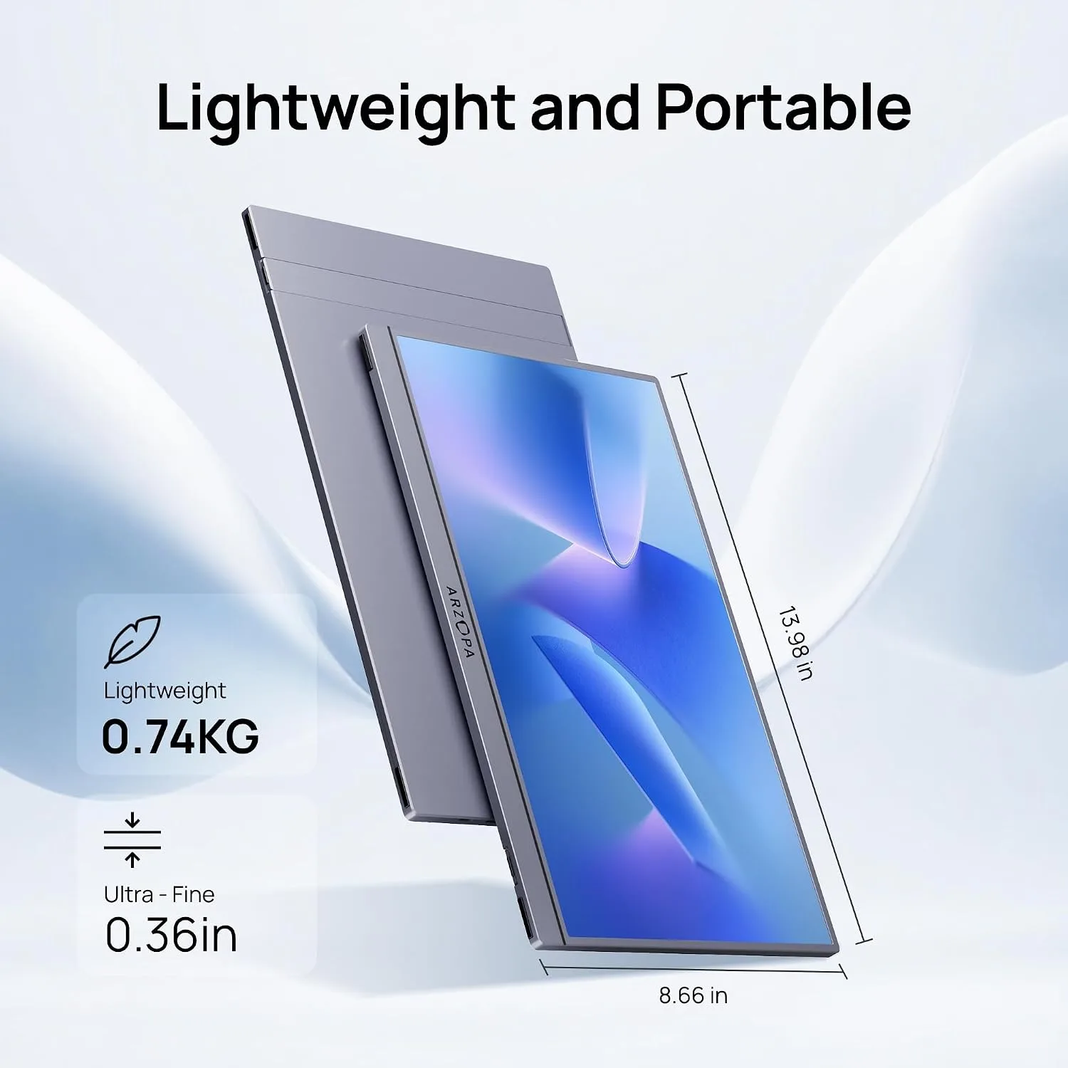 ARZOPA 15.6 INCH FHD PORTABLE MONITOR GRAY A1 PRO thumbnail 7
