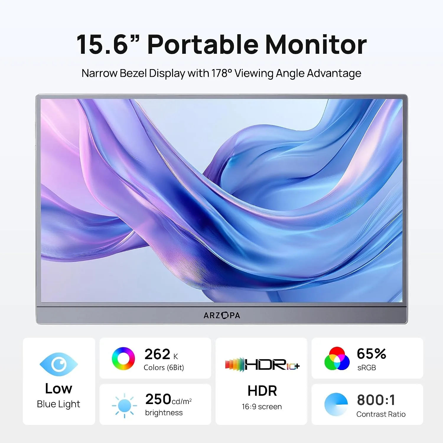 ARZOPA 15.6 INCH FHD PORTABLE MONITOR GRAY A1 PRO thumbnail 3