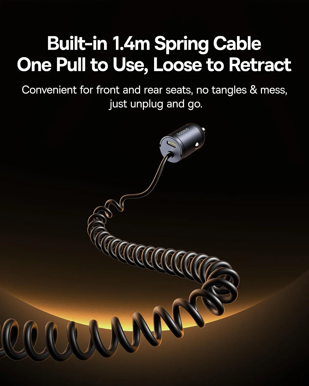 BASEUS TINY STAR MINI CAR CHARGER C+C CABLE INCLUDED 30W BLACK C00035001121 thumbnail 5