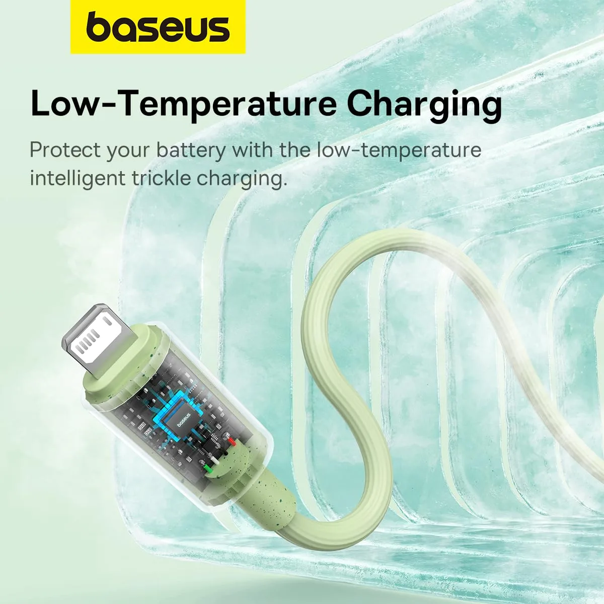 BASEUS HABITAT SERIES FAST CHARGING CABLE USB TO IP 2.4A 1M GREEN P10360200631 thumbnail 4