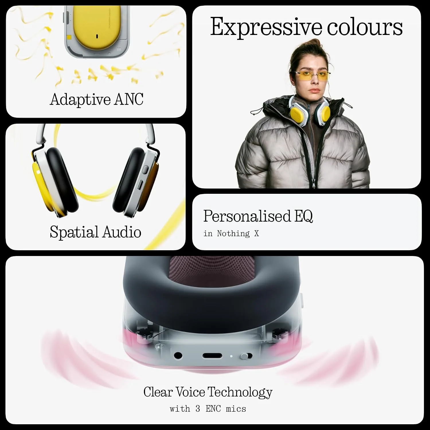 NOTHING WIRELESS HEADPHONE A YELLOW  B186 thumbnail 5