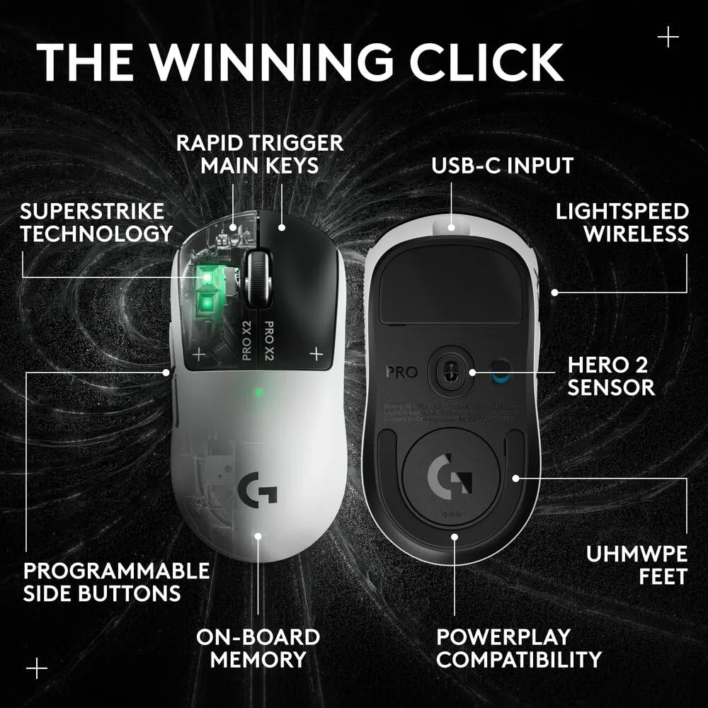 LOGITECH PRO X2 SUPERSTRIKE LIGHTSPEED WIRELESS GAMING MOUSE 910-007778 thumbnail 11