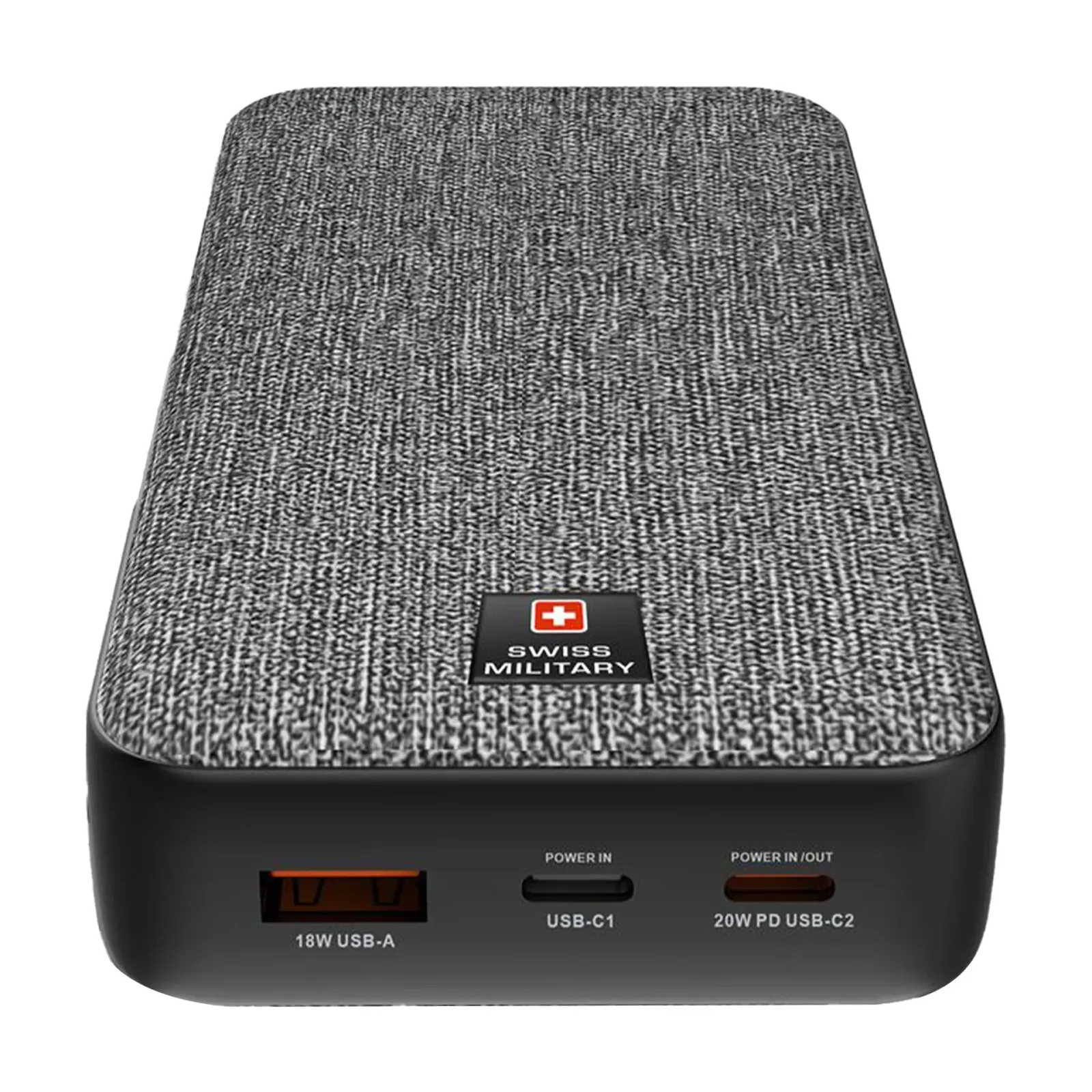 SWISS MILITARY PORTABLE POWER BANK 20000MAH USB C 20W BLACK SM-PB-20K-2C1A-PD-FC-SSB-BLK