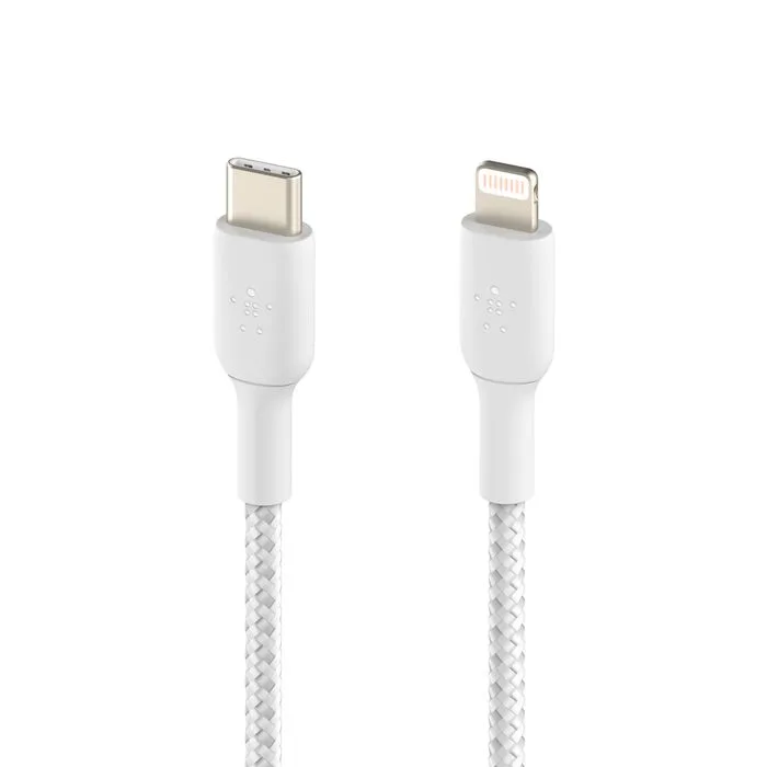BELKIN BOOST CHARGE BREADED USB-C TO LIGHTNING CABLE 1M WHITE CAA004BT1MWH thumbnail 2