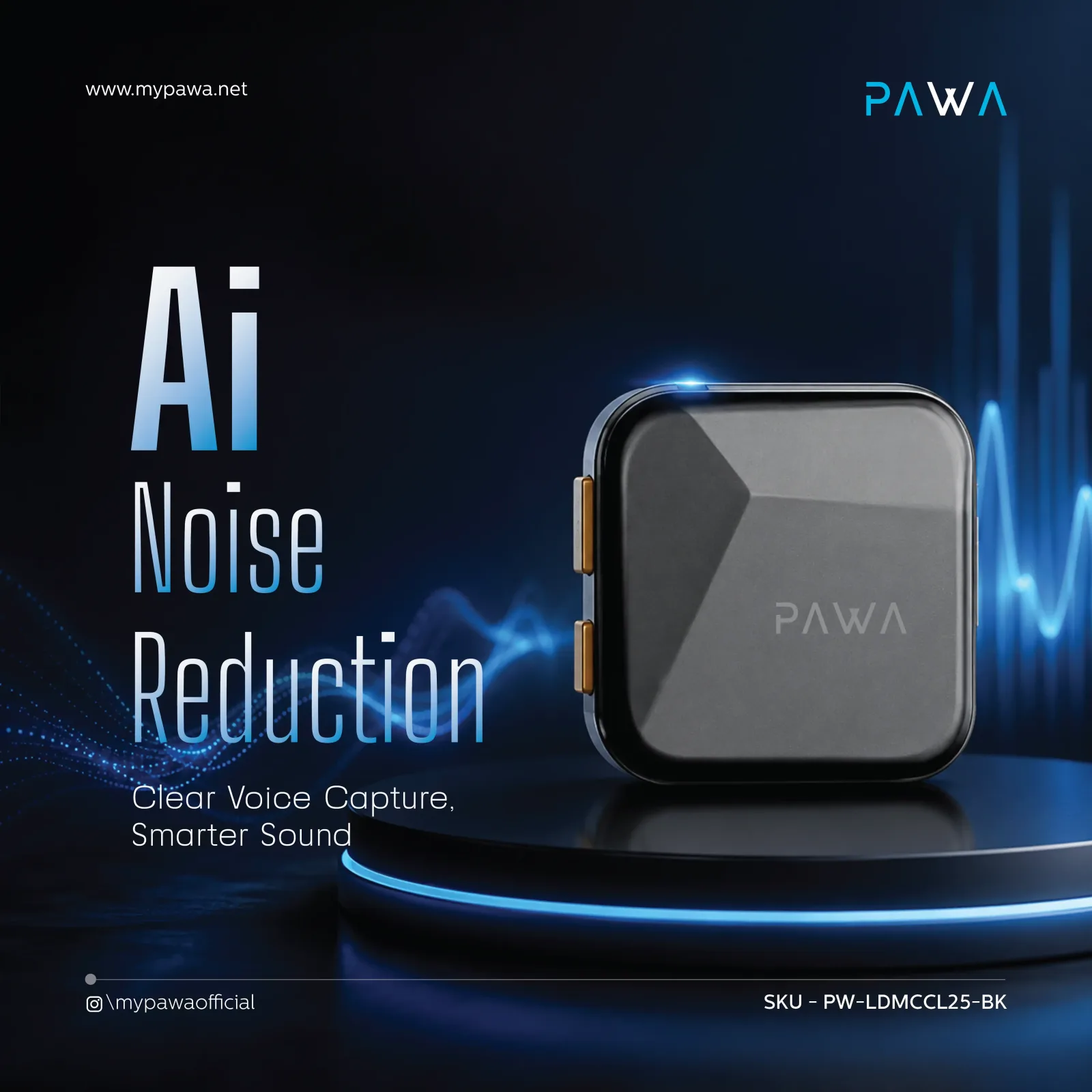 PAWA VLOGDOT DUO WIRELESS MICROPHONE NOISE REDUCTION BLACK PW-LDMCCL25-BK thumbnail 3