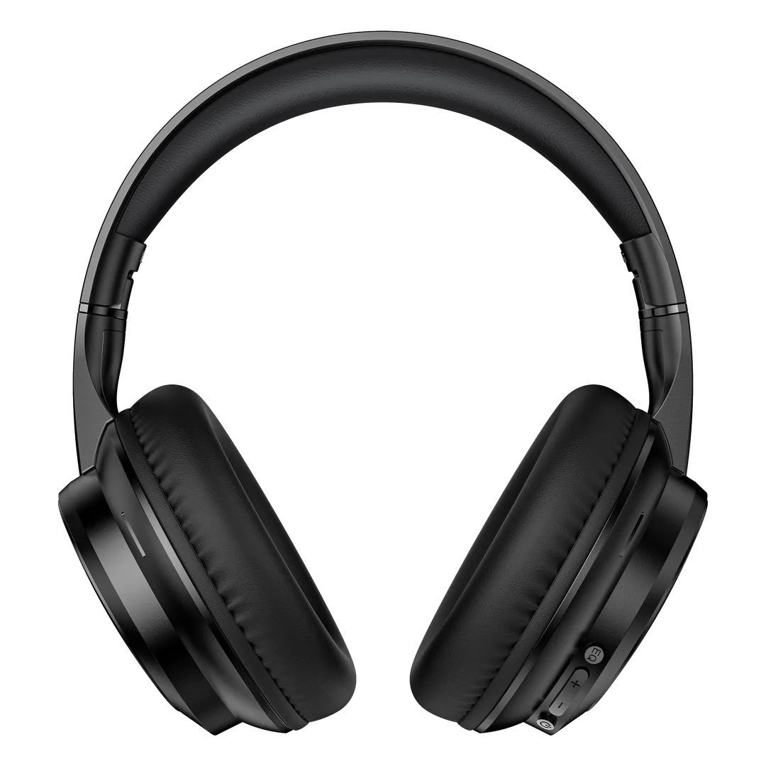 PORODO SOUNDTEC SONIK WIRED AND WIRELESS HEADPHONES WITH PREMIUM LEATHER EARPADS BLACK PDSJH820BK