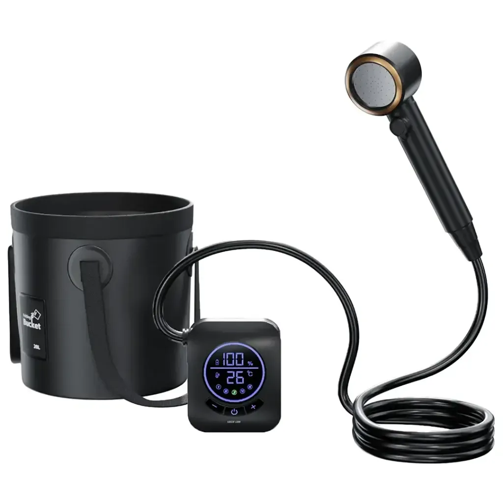 GREEN LION CAMPING SHOWER WITH DIGITAL DISPLAY 8000MAH 20L BLACK GNCASHWR8KBK