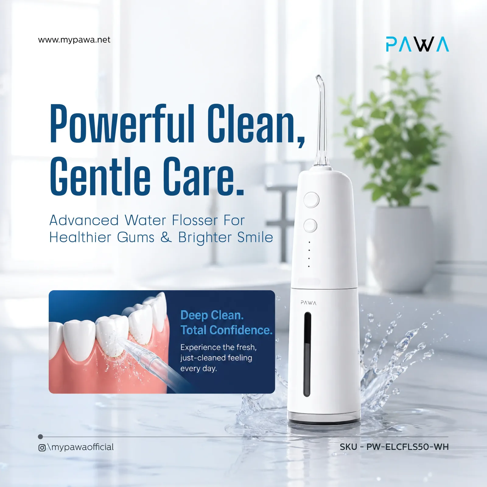 PAWA AQUAJET WATER FLOSSER WHITE PW-ELCFLS50-WH thumbnail 5