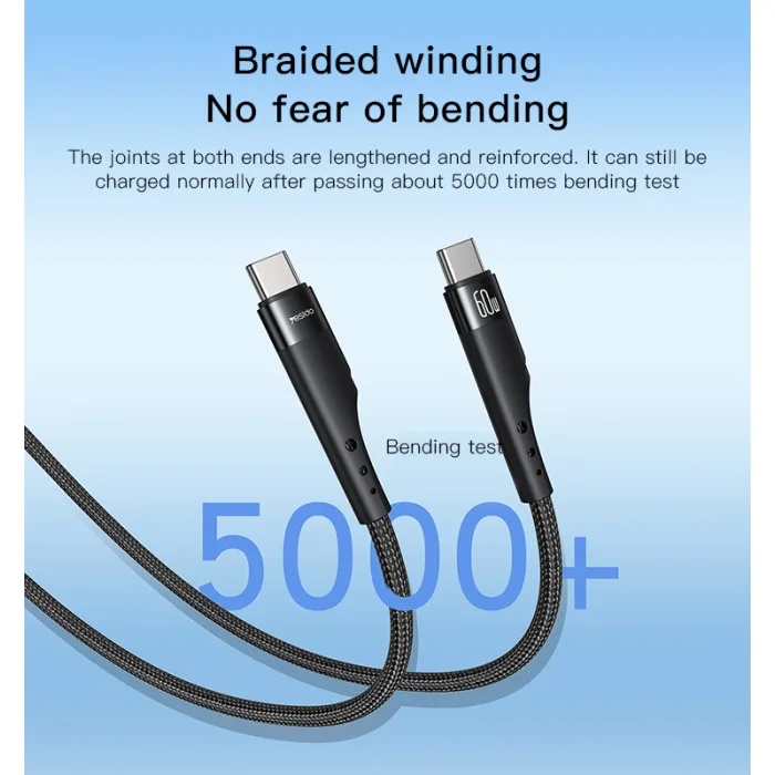 YESIDO USB-C TO USB-C CABLE 3M BLACK CA116 thumbnail 2