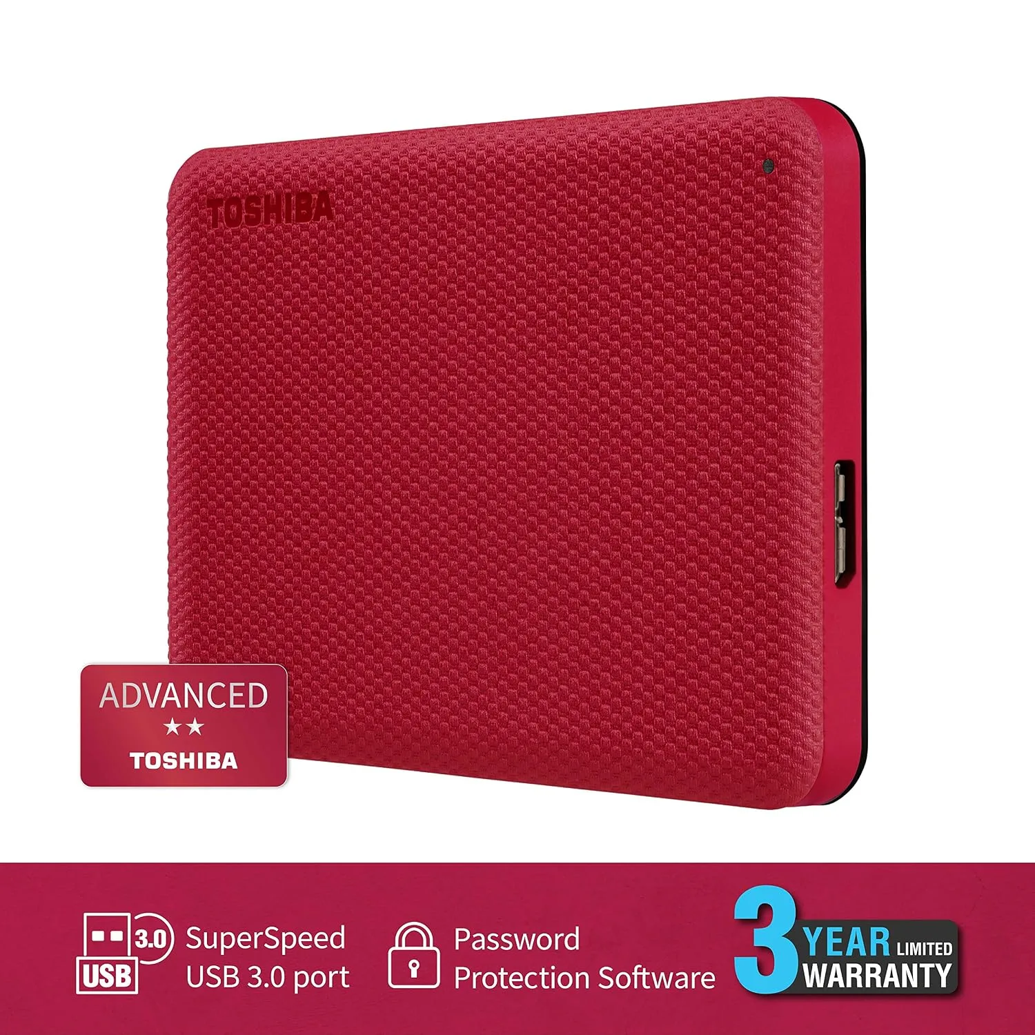 TOSHIBA 1TB CANVIO ADVANCE PORTABLE HDD USB 3.2 GEN1 RED V10 HDTCA10ER3AA thumbnail 5