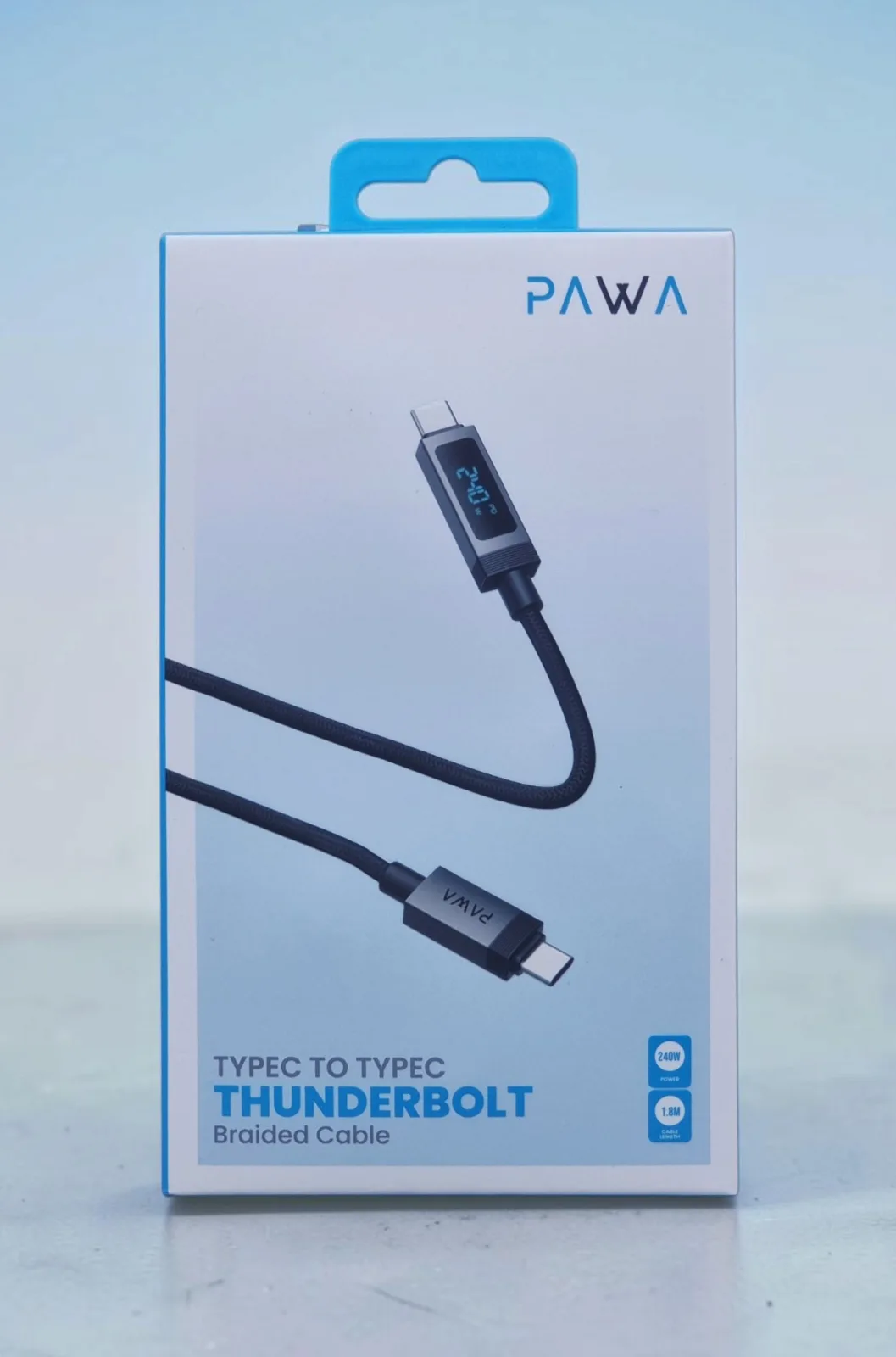 PAWA THUNDERBOLT TYPE C TO TYPE C BRAIDED CABLE 240W 1.8M BLACK PW-CBLCC111-BK