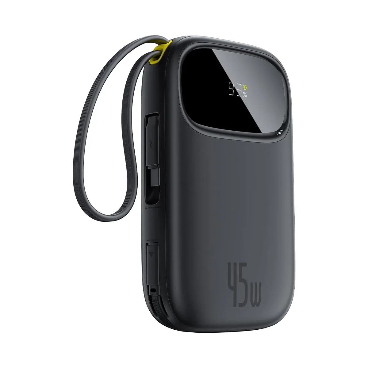 BASEUS QP0W 3 DIGITAL DISPLAY FAST CHARGING POWER BANK WITH 2 BUILT IN USB C CABLES 20000MAH 45W COSMIC BLACK P10082105123
