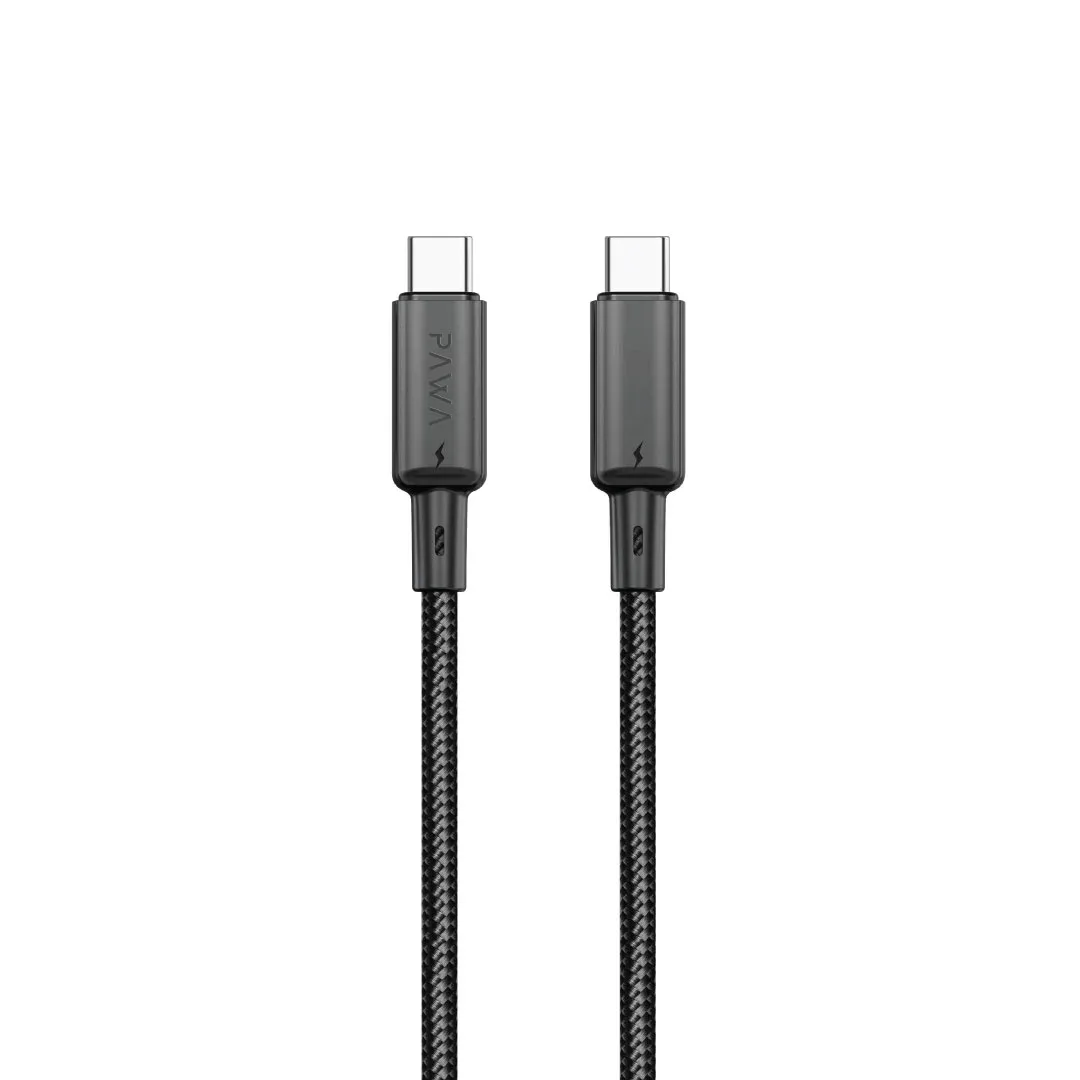 PAWA LITE 60W USB C TO USB C QUICK CHARGING BRAIDED CABLE 1.2M PW122 BLACK PW-BTLT12CC-BK