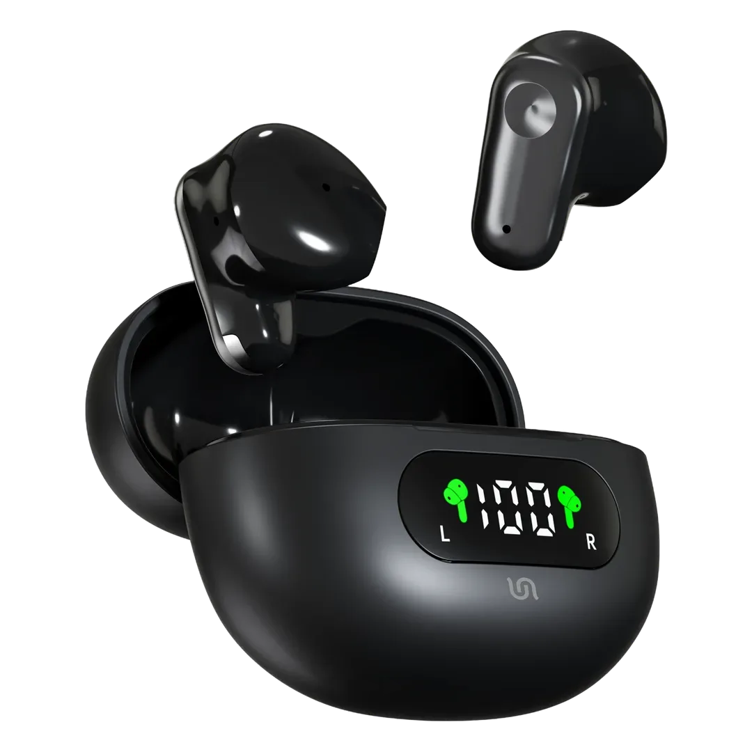 PORODO SOUNDTEC ZEPHRA TRUE WIRELESS EARBUDS WITH DIGITAL DISPLAY BLACK PDST520BK