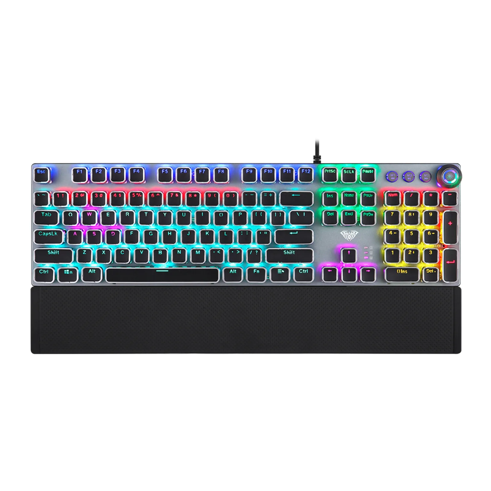 AULA GAME MECHANICAL KEYBOARD RGB BLACK+SILVER F2088