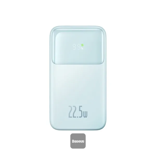 BASEUS COMET SERIES DUAL CABLE DIGITAL DISPLAY FAST CHARGE POWER BANK 20000MAH 22.5W BLUE PPMD020103