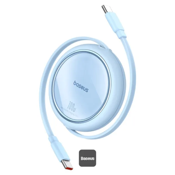 BASEUS FREE2 DRAW MINI RETRACTABLE CHARGING CABLE TYPE C TO TYPE C 100W 1M BLUE P10364500311