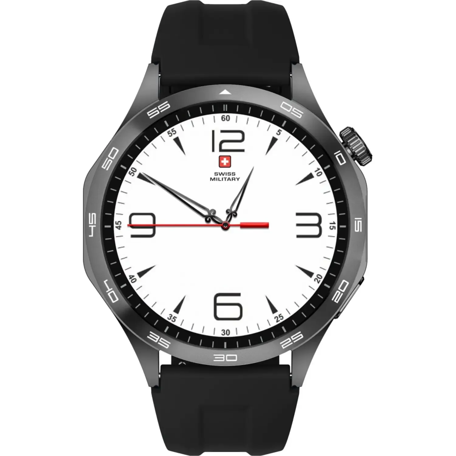 SWISS MILITARY SWISS INTERNATIONAL CLASSIC SMART WATCH SILICONE STRAP BLACK SM-WCH-INTL-CLASS-BLKM-BLKS