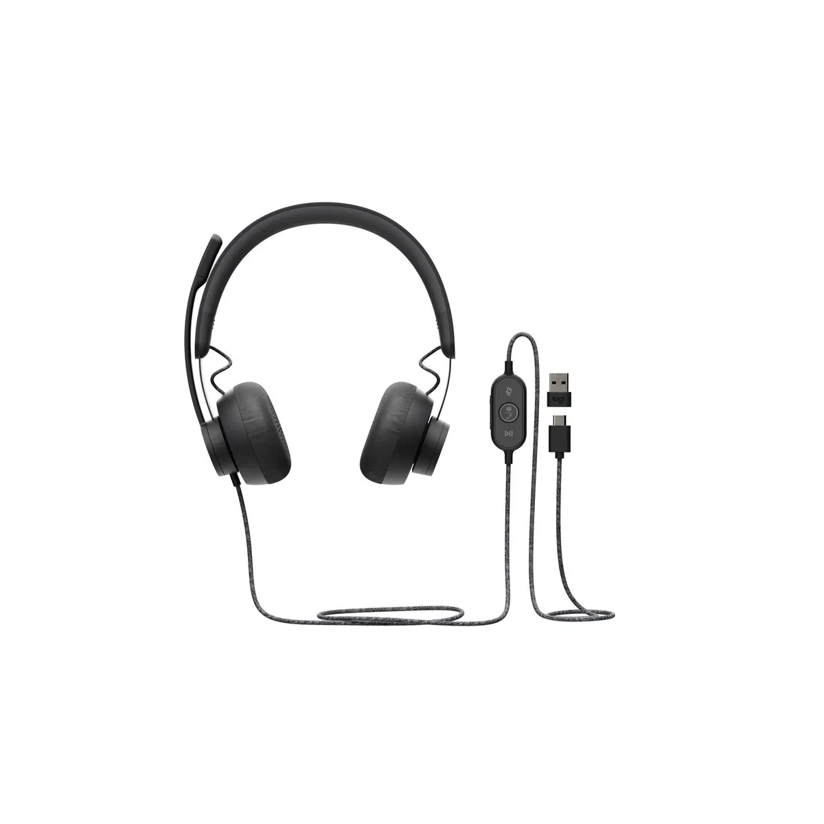 LOGITECH ZONE WIRED USB C HEADSET WITH USB A ADAPTER GRAY 981-000875