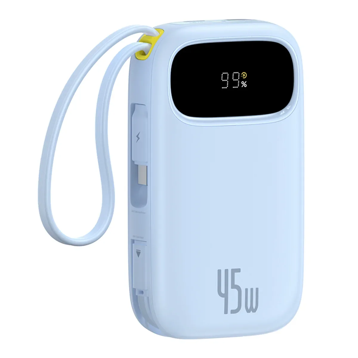 BASEUS QP0W 3 DIGITAL DISPLAY FAST CHARGING POWER BANK WITH 2 BUILT IN USB C CABLES 20000MAH 45W GALAXY BLUE P10082105313