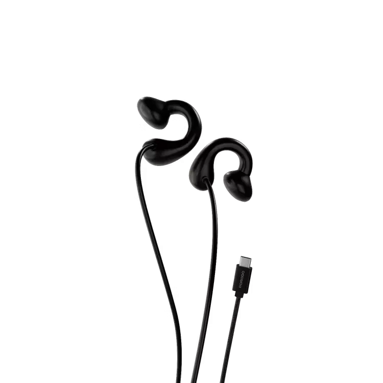 PORODO VOXEN CLIP ON WIRED EARPHONES WITH USB C CONNECTOR BLACK PDFM3346CBK