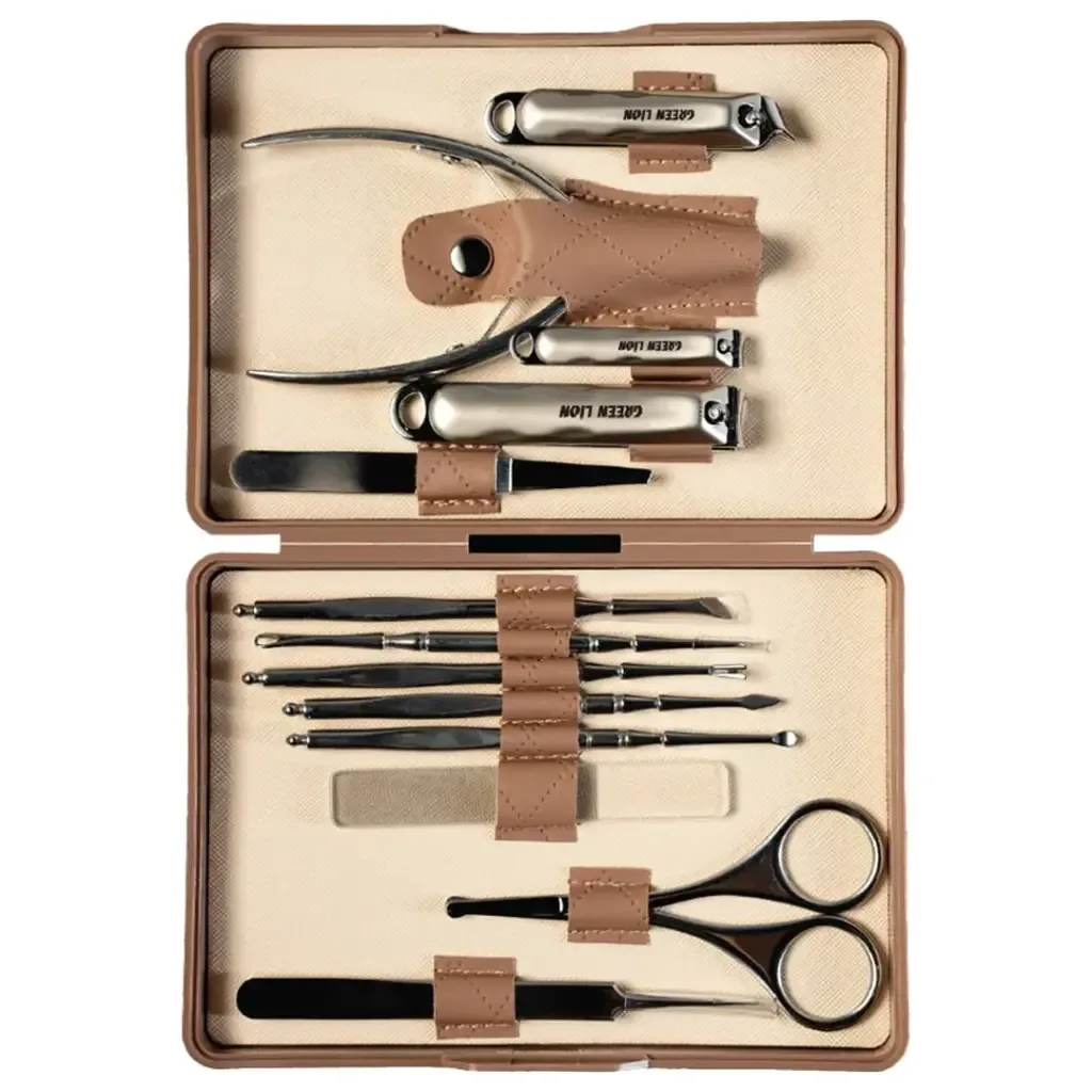 GREEN LION 13 IN 1 MANICURE KIT BROWN GN13PCMNCRBR