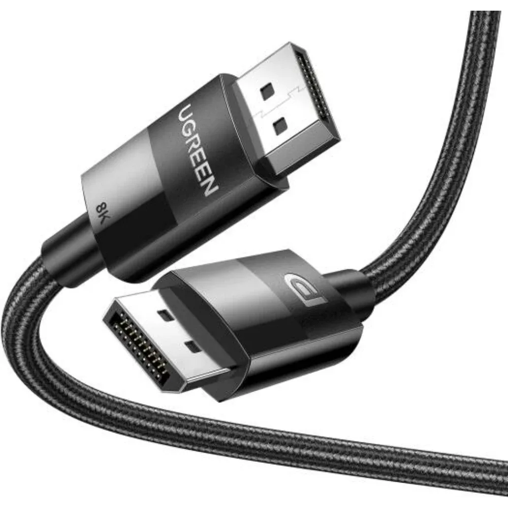 UGREEN DP 1.4 MALE TO MALE PLASTIC CASE BRAIDED CABLE 1M 80390