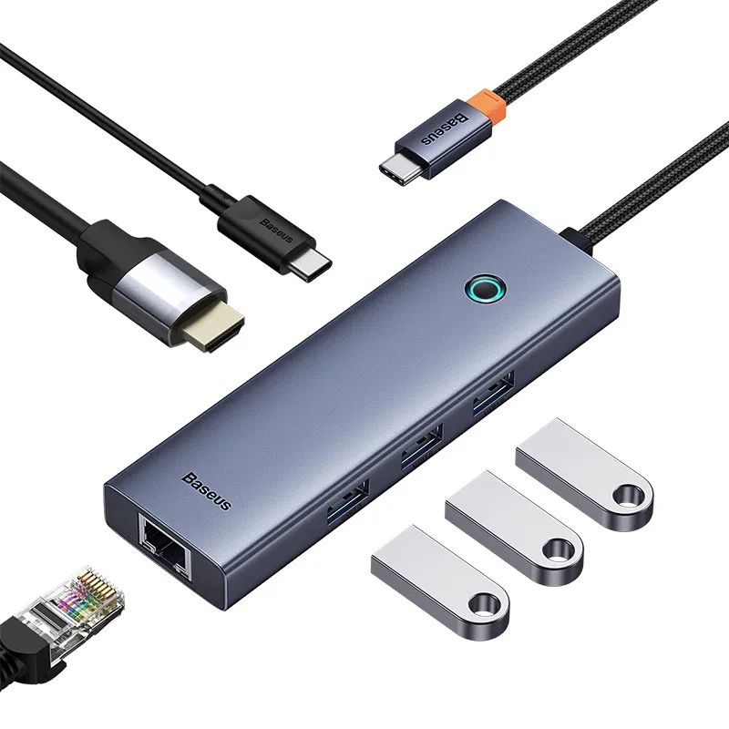 BASEUS ULTRA JOY SERIES 6-PORT HUB  DOCKING STATION SPACE GREY B00052807813
