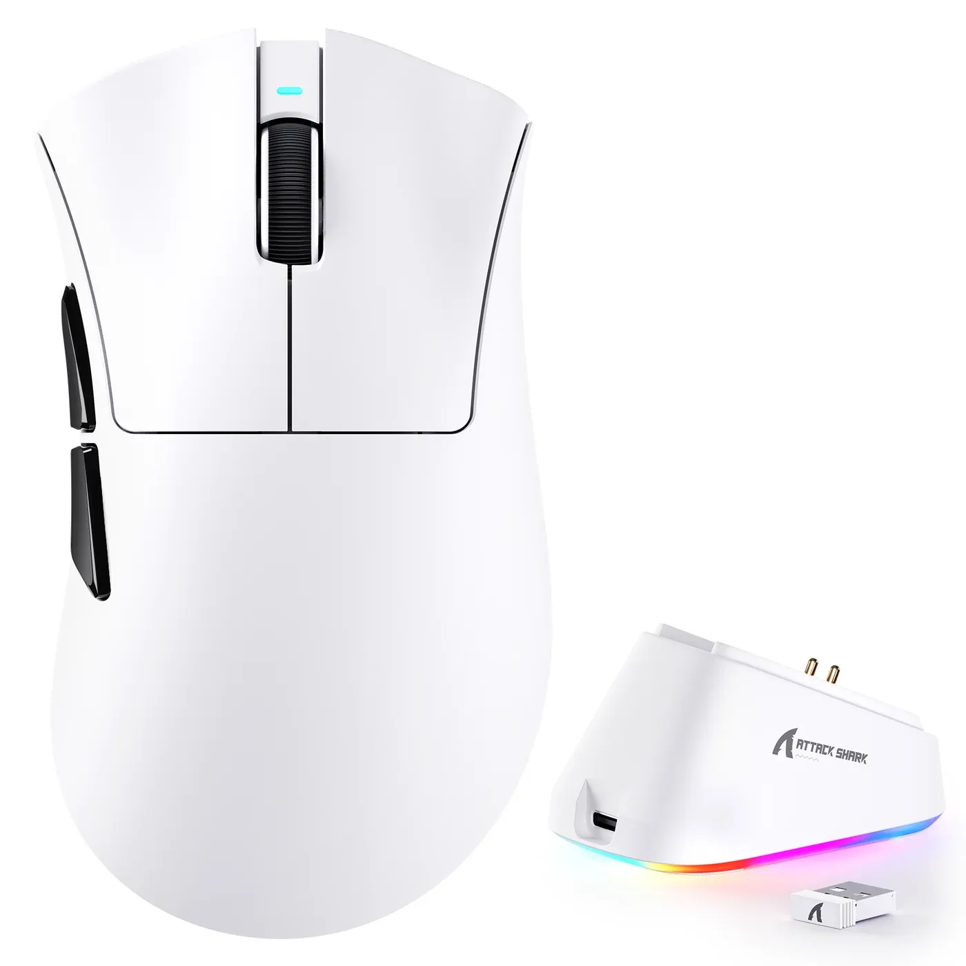 ATTACK SHARK V3 PRO WIRELESS ESPORTS GAMING MOUSE WITH CHARGING DOCK WHITE