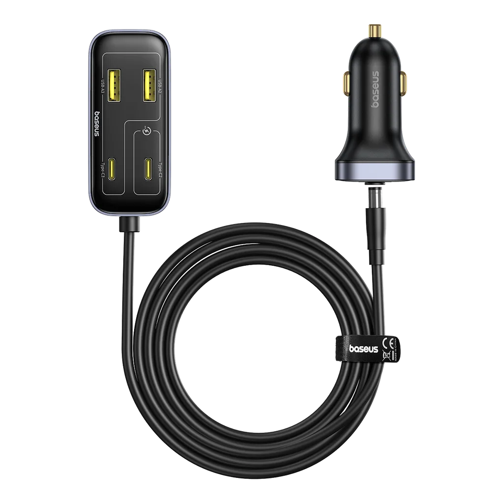 BASEUS BACKSEAT PAL L1 6 PORT IN VEHICLE CAR CHARGER 3U+3C BLACK C00081100121