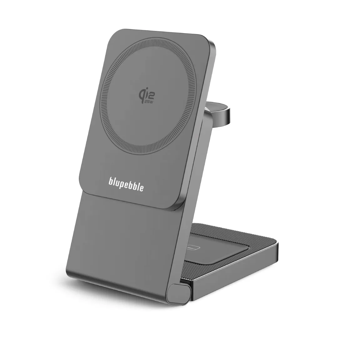 BLUPEBBLE MAGSYNC TRIO 3 IN 1 WIRELESS CHARGING STAND GRAY BP-MGSYNCTRIO-GY